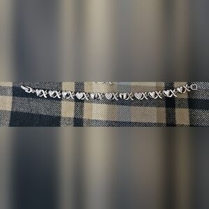 Silver Tone Heart and X Bracelet